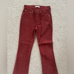 Madewell Deep Red Corduroy Wide-Leg Jeans